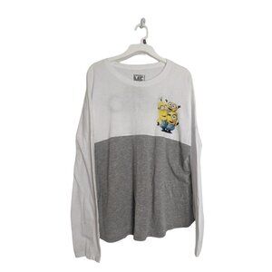 Despicable Me Minion Made Women's Long Sleeve Bello Shirt White Grey XL 15-17